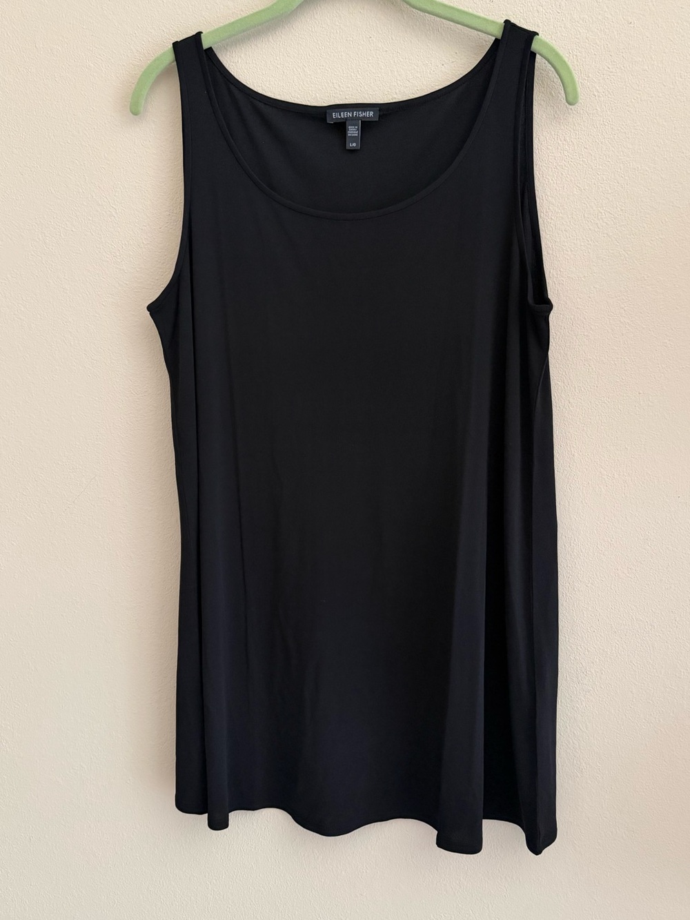 Eileen Fisher Silk Black Scoop Neck Tank Top Size Large